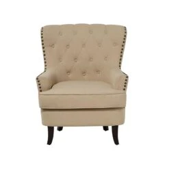 Beliani Fauteuil VIBORG - Beige Polyester -Puur Winkel 028d5be9672e4918bf30f9dba7c722b6