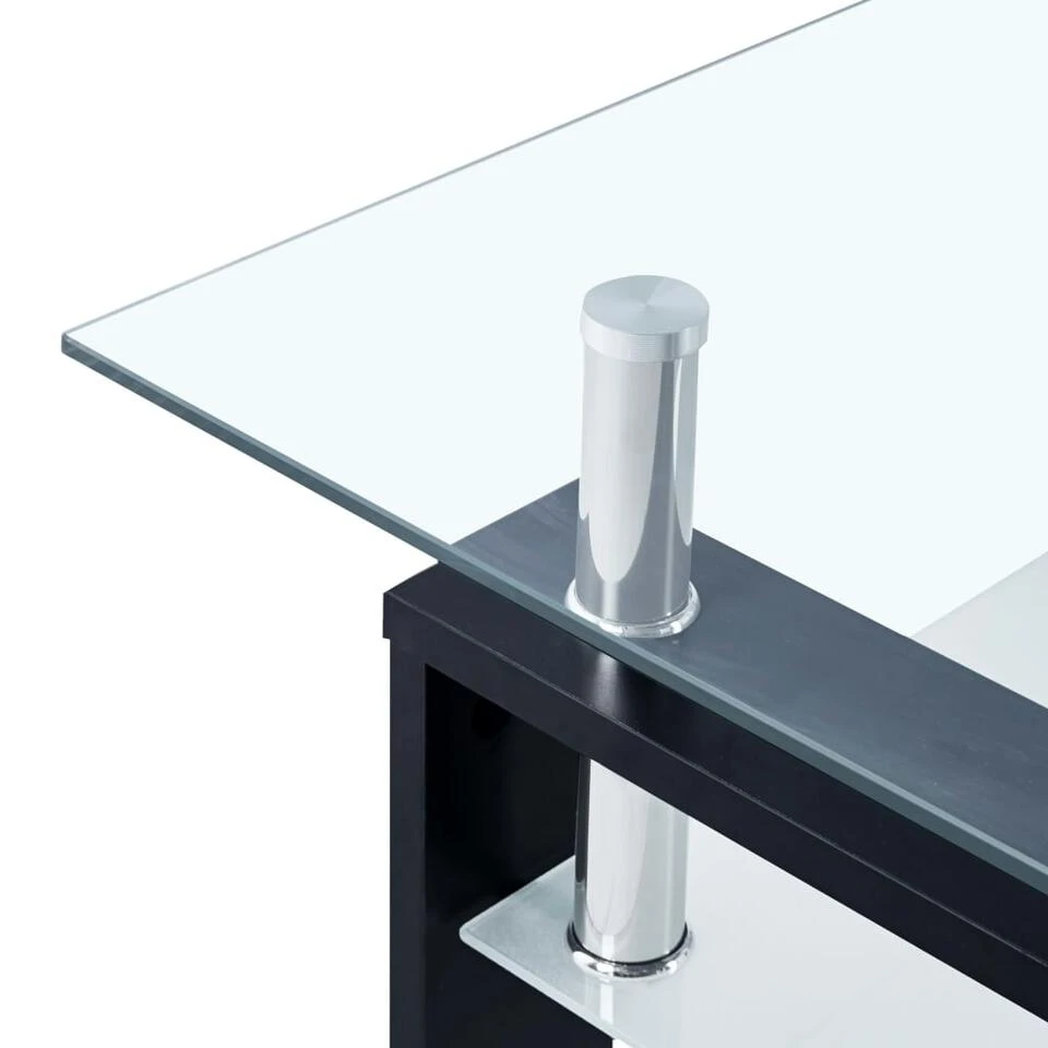 VidaXL Salontafel 95x55x40 Cm Gehard Glas Transparant En Zwart 4 VidaXL Salontafel 95x55x40 Cm Gehard Glas Transparant En Zwart - Afbeelding 4