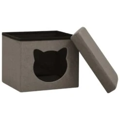 VidaXL Opbergkruk Met Kattenpatroon Inklapbaar Stof Taupe -Puur Winkel 09621ec74f814eec8e4c1c02ae18ce8e