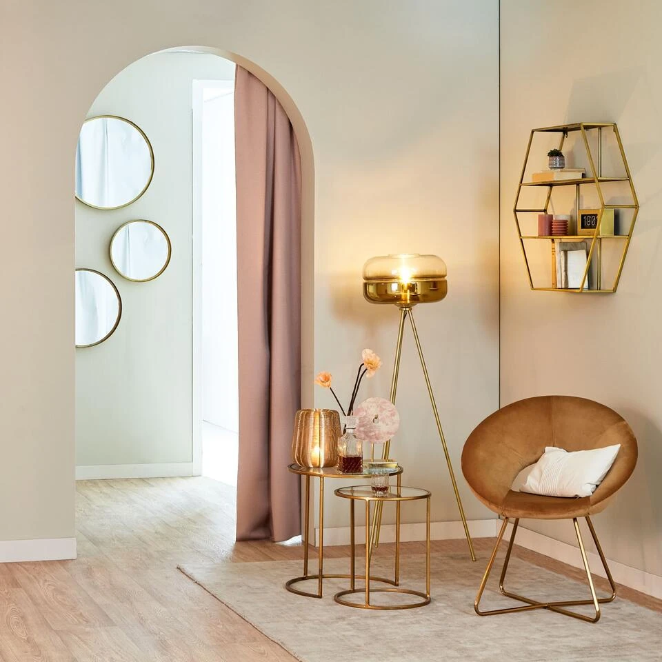 Stoel Charlie - Karamel/Goud - Velvet 2 Stoel Charlie - Karamel/Goud - Velvet - Afbeelding 2