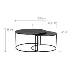 Salontafel Rengo - Zwart - Ø61+Ø76cm -Puur Winkel 1000022799 0111