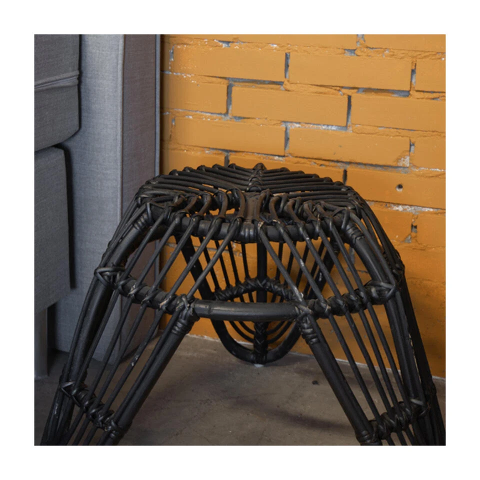 Giga Meubel Kruk Rotan Zwart - 55x55x40 2 Giga Meubel Kruk Rotan Zwart - 55x55x40 - Afbeelding 2