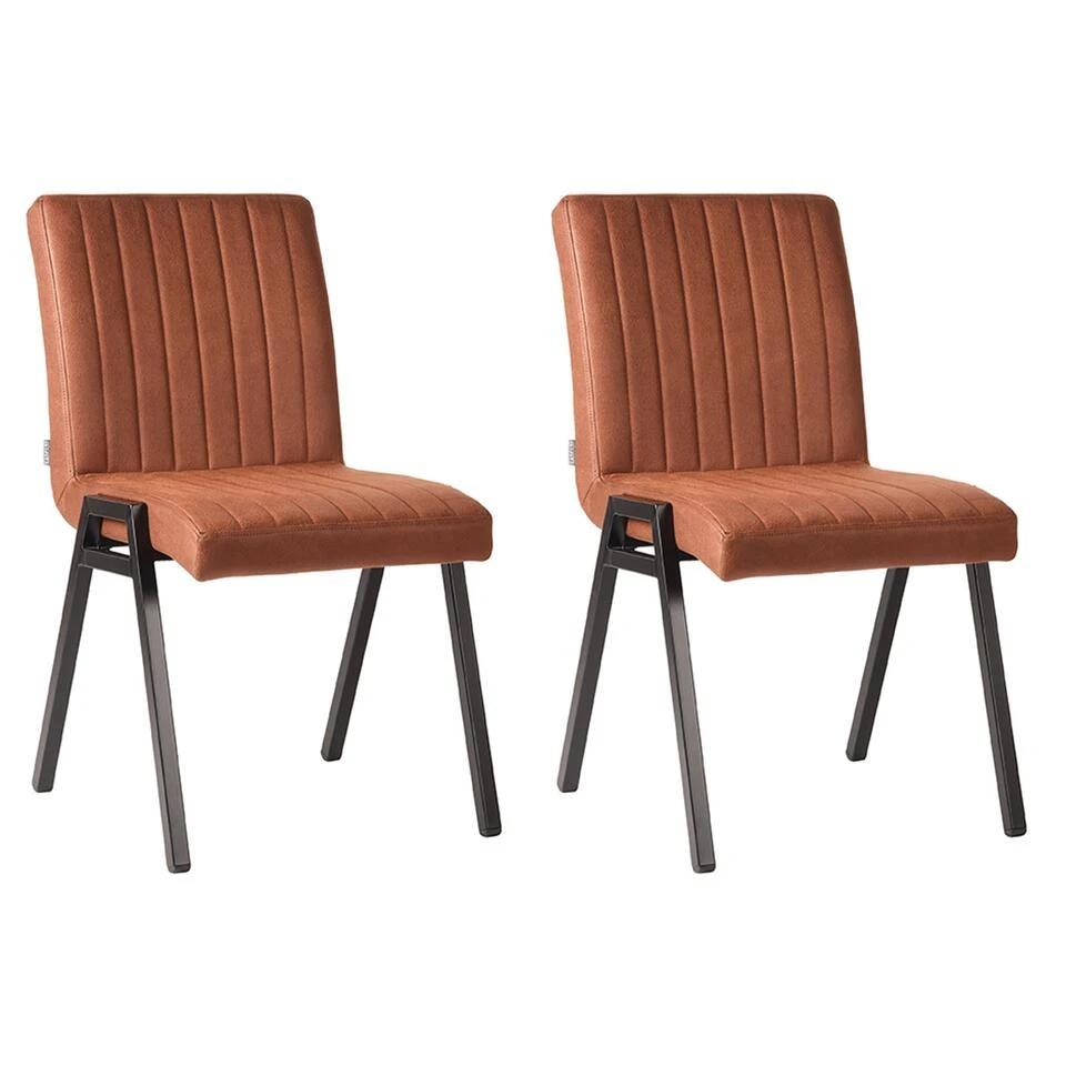 LABEL51 Eetkamerstoel Matz - Cognac - Microfiber 1 LABEL51 Eetkamerstoel Matz - Cognac - Microfiber