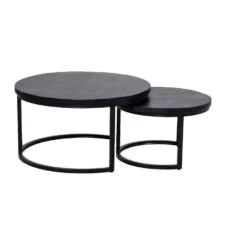 Giga Meubel Salontafel Zwart Set Van 2 - Mangohout - Tafel Sev
