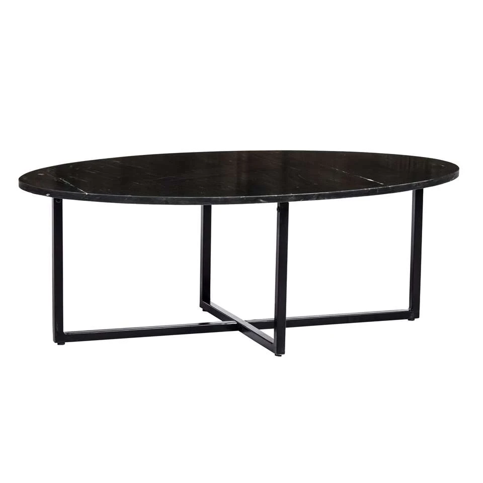 Livingfurn - Salontafel Elize - Ovaal Zwart - 60x100x40 - Marmer 2 Livingfurn - Salontafel Elize - Ovaal Zwart - 60x100x40 - Marmer - Afbeelding 2