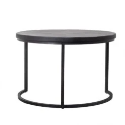 Giga Meubel Salontafel Set Van 2 - Zwart Visgraat - 75x75x50 - Max