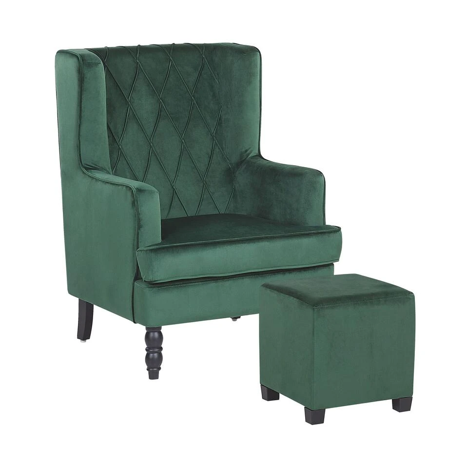 Beliani Fauteuil SANDSET - Groen Fluweel 1 Beliani Fauteuil SANDSET - Groen Fluweel