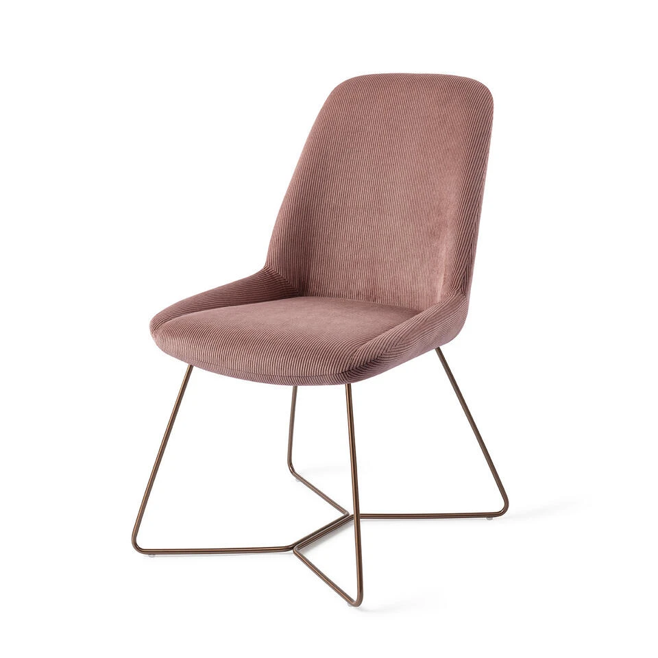 Urban Lifestyle Eetkamerstoel Lyndon - Pink, H Frame Brons 2 Urban Lifestyle Eetkamerstoel Lyndon - Pink, H Frame Brons - Afbeelding 2