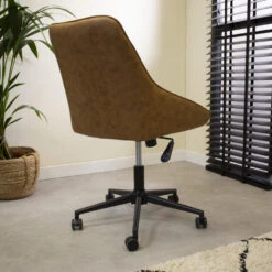 Industriële Draaibare Bureaustoel Lennox Cognac - 64,50x60x84 Cm - Stof - Bruin 6 Industriële Draaibare Bureaustoel Lennox Cognac - 64,50x60x84 Cm - Stof - Bruin -Puur Winkel 1000042414 0102