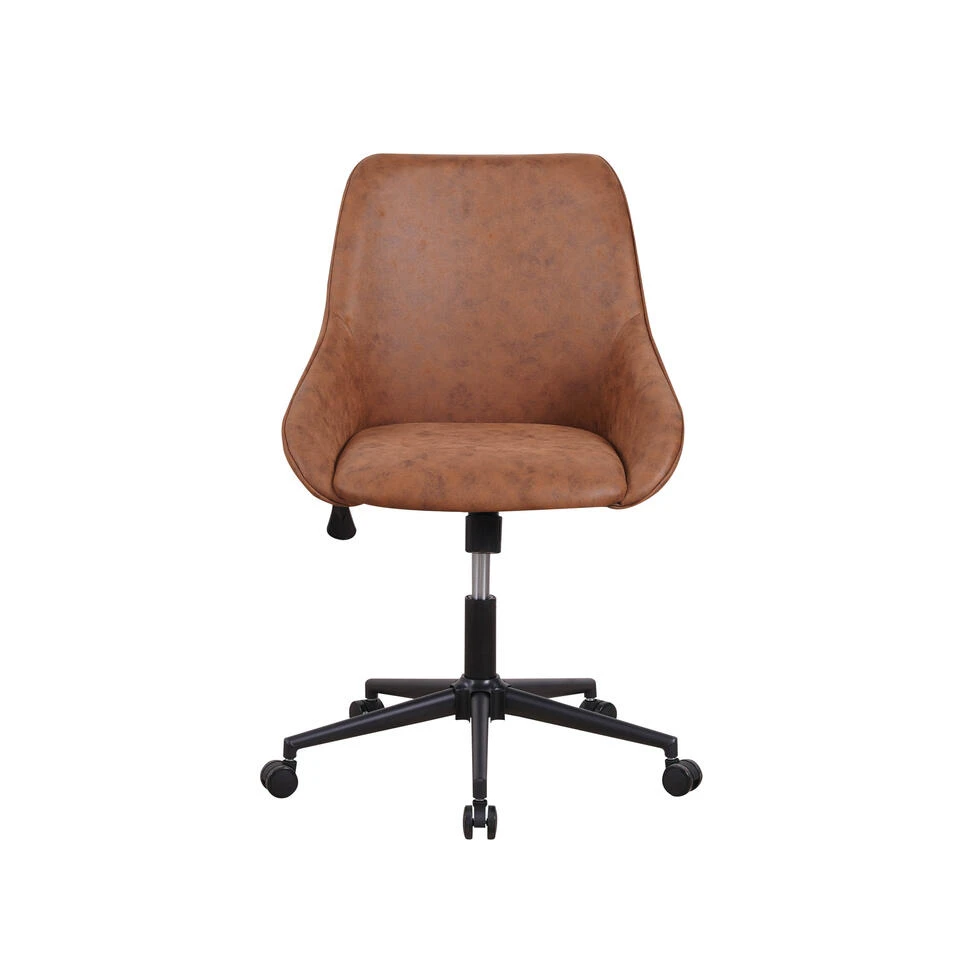 Industriële Draaibare Bureaustoel Lennox Cognac - 64,50x60x84 Cm - Stof - Bruin 1 Industriële Draaibare Bureaustoel Lennox Cognac - 64,50x60x84 Cm - Stof - Bruin