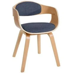 CLP Eetkamerstoel Kingston Natura Frame Stof - Blauw