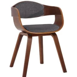 CLP Eetkamerstoel Kingston Walnoot Frame Stof - Zilverkleurig