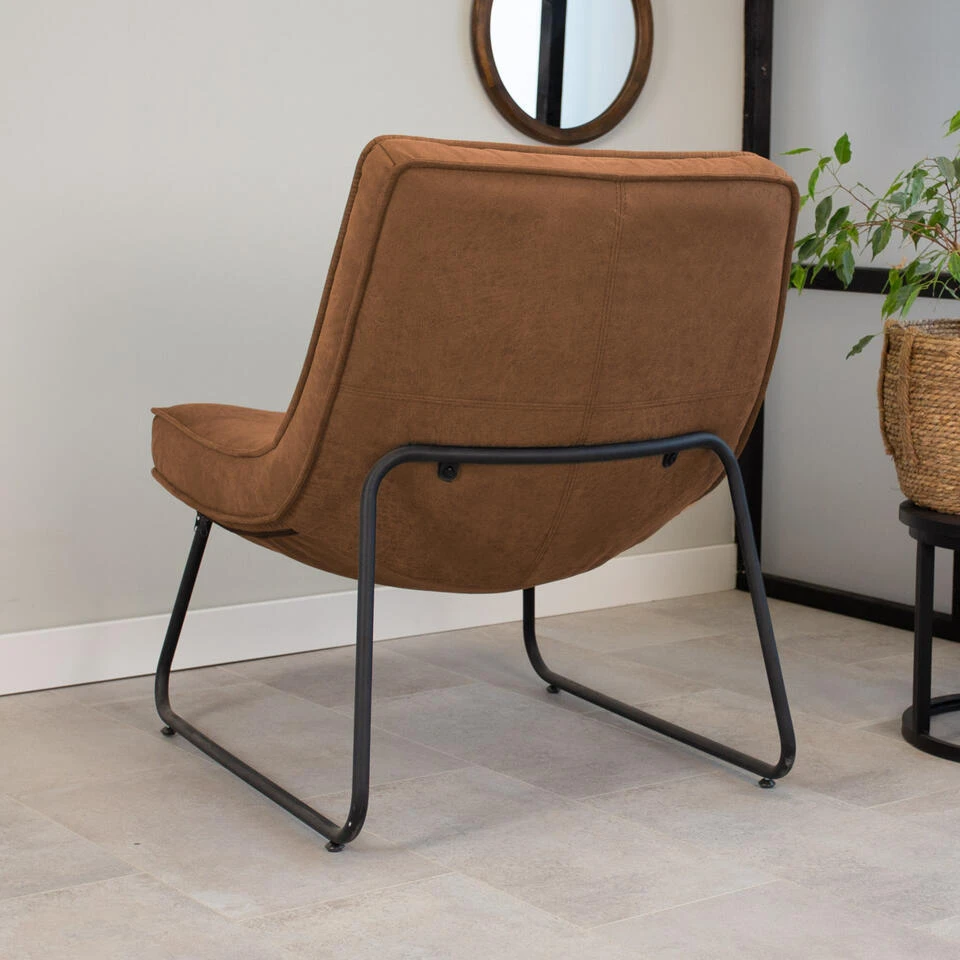 Industriële Fauteuil Cognac Lowen Eco Leer - Leder - Bruin 2 Industriële Fauteuil Cognac Lowen Eco Leer - Leder - Bruin - Afbeelding 2