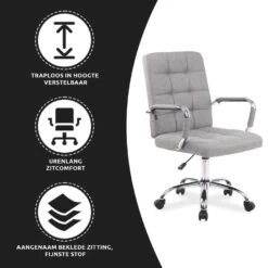 Xairo Milaan - Bureaustoel - Stof - Grijs -Puur Winkel 1000050229 0102