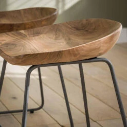 Giga Meubel Houten Krukje - Acaciahout - Naturel - Metalen Frame 6 Giga Meubel Houten Krukje - Acaciahout - Naturel - Metalen Frame -Puur Winkel 1000052107 0102