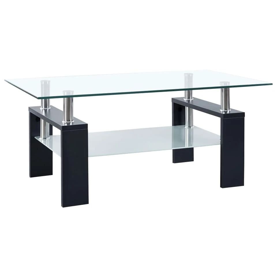 VidaXL Salontafel 95x55x40 Cm Gehard Glas Transparant En Zwart 1 VidaXL Salontafel 95x55x40 Cm Gehard Glas Transparant En Zwart