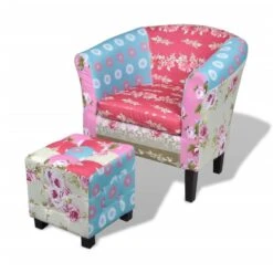 VidaXL Fauteuil Met Voetenbankje Patchwork Ontwerp Stof
