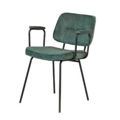 Giga Meubel Eetkamerstoel Groen - Incl. Armleuningen - Stoel Corduroy -Puur Winkel 1000059776 0102