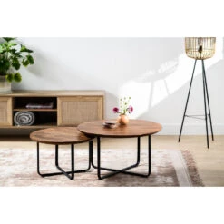 Salontafel Set Van 2 Stewie Bruin Acaciahout - 75x75x41 Cm - Hout - Bruin 7 Salontafel Set Van 2 Stewie Bruin Acaciahout - 75x75x41 Cm - Hout - Bruin -Puur Winkel 1000061323 0103