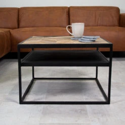 Salontafel Industrieel Visgraat Vierkant Sylvie 60x60 Cm 60x60x40 Cm -Puur Winkel 1000062359 0102