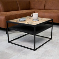 Salontafel Industrieel Visgraat Vierkant Sylvie 60x60 Cm 60x60x40 Cm -Puur Winkel 1000062359 0103