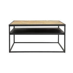 Salontafel Industrieel Visgraat Vierkant Sylvie 60x60 Cm 60x60x40 Cm