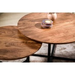 Giga Meubel Salontafel Misty Rond Bruin Set Van 2 -Puur Winkel 1000063147 0103
