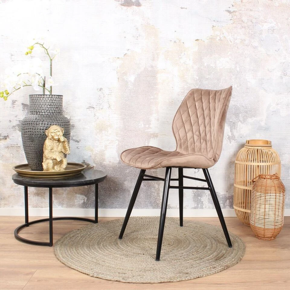 DS4U® Ruby Eetkamerstoel 2.0 - Stof - Beige 2 DS4U® Ruby Eetkamerstoel 2.0 - Stof - Beige - Afbeelding 2