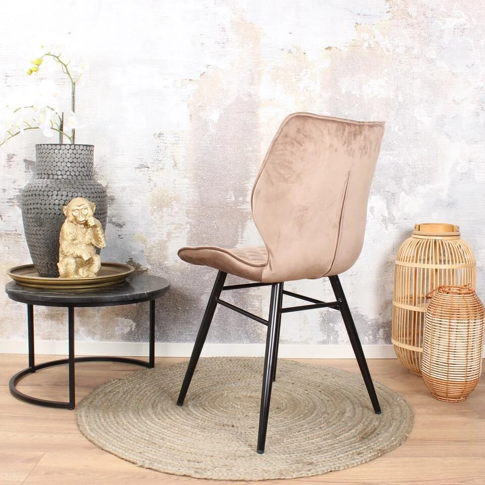 DS4U® Ruby Eetkamerstoel 2.0 - Stof - Beige 4 DS4U® Ruby Eetkamerstoel 2.0 - Stof - Beige - Afbeelding 4