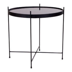 Giga Meubel Salontafel Metaal Zwart Ø48cm - Glazen Blad - Tafel Venezia -Puur Winkel 1000070524 0102