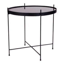 Giga Meubel Salontafel Metaal Zwart Ø48cm - Glazen Blad - Tafel Venezia -Puur Winkel 1000070524 0103