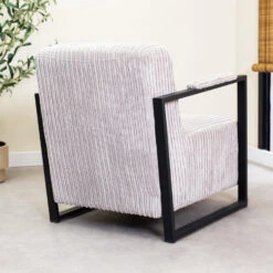 Moderne Fauteuil Madeline Ribstof Lichtgrijs - Stof - Grijs -Puur Winkel 1000072637 0102