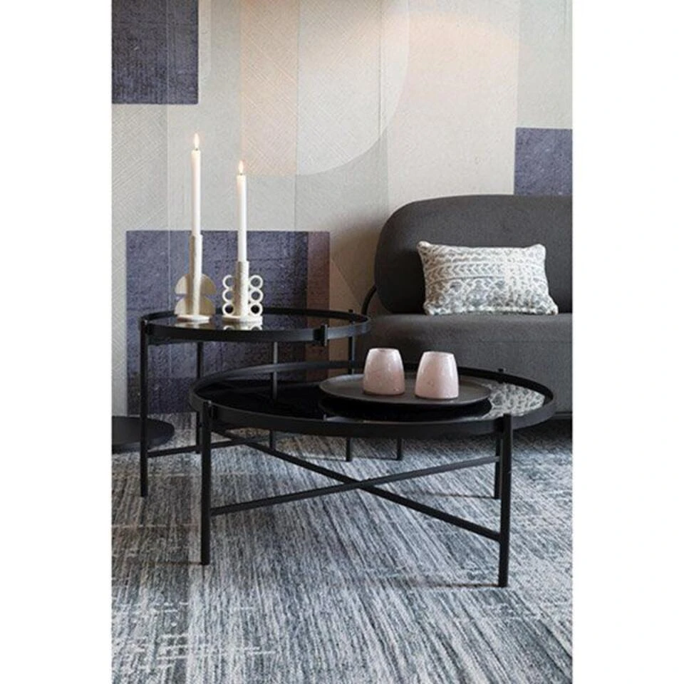 Giga Meubel Salontafel Zwart - Glas & Metaal - Koffietafel Li 2 Giga Meubel Salontafel Zwart - Glas & Metaal - Koffietafel Li - Afbeelding 2