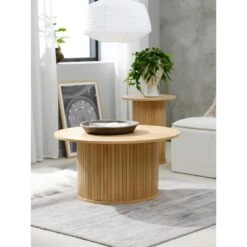 Giga Meubel Salontafel Ø90cm Eikenhout - Naturel - Tafel Nola -Puur Winkel 1000072806 0102