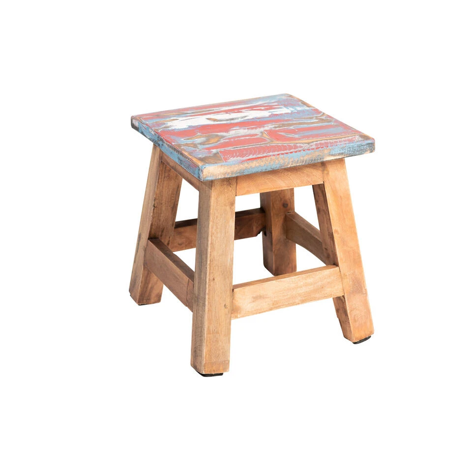 Rootsmann Houten Krukje - Mixkleur Hout - Hout 2 Rootsmann Houten Krukje - Mixkleur Hout - Hout - Afbeelding 2