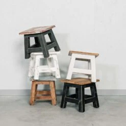 Rootsmann Houten Krukje - Mixkleur Zwart - Hout -Puur Winkel 1000074653 0102