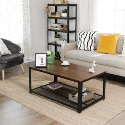 QUVIO Salontafel - QUV1004 - Rustic Dark Brown -Puur Winkel 1000074690 0102