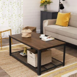 QUVIO Salontafel - QUV1004 - Rustic Dark Brown -Puur Winkel 1000074690 0103