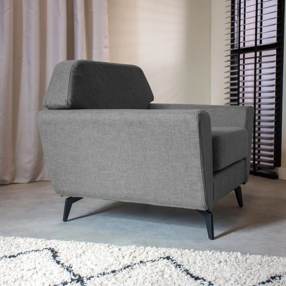 Industriële Fauteuil Roger Grijs - Stof - Grijs 2 Industriële Fauteuil Roger Grijs - Stof - Grijs - Afbeelding 2