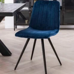 Victor Eetkamerstoel Velvet - Stof - Blauw -Puur Winkel 1000076877 0102