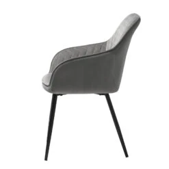 Giga Meubel Eetkamerstoel Grijs Met Armleuning - Velvet - Stoel Milton -Puur Winkel 1000079240 0102