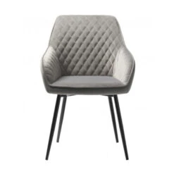 Giga Meubel Eetkamerstoel Grijs Met Armleuning - Velvet - Stoel Milton