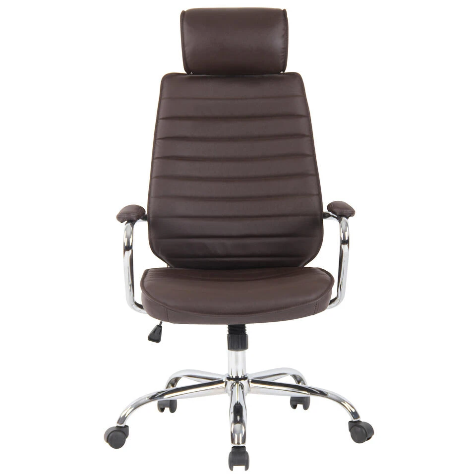 CLP Bureaustoel Rako Leder Bruin 2 CLP Bureaustoel Rako Leder Bruin - Afbeelding 2