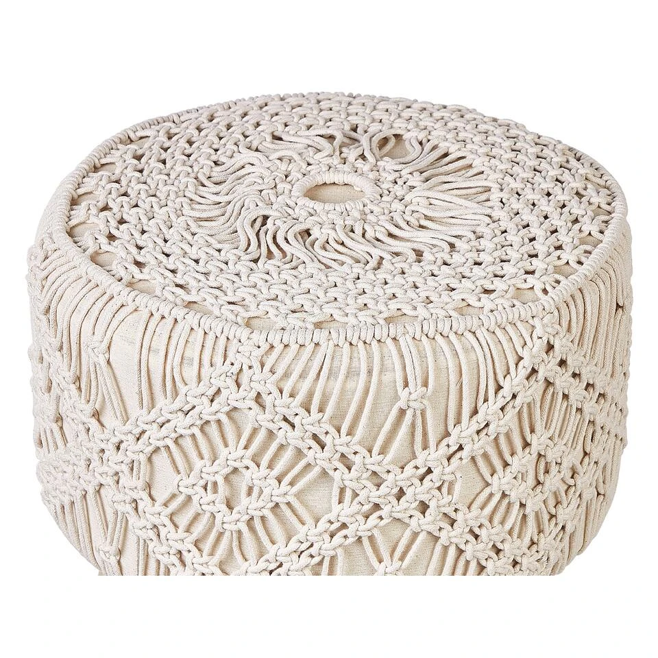 Beliani Hocker MANZAI - Beige Katoen 4 Beliani Hocker MANZAI - Beige Katoen - Afbeelding 4