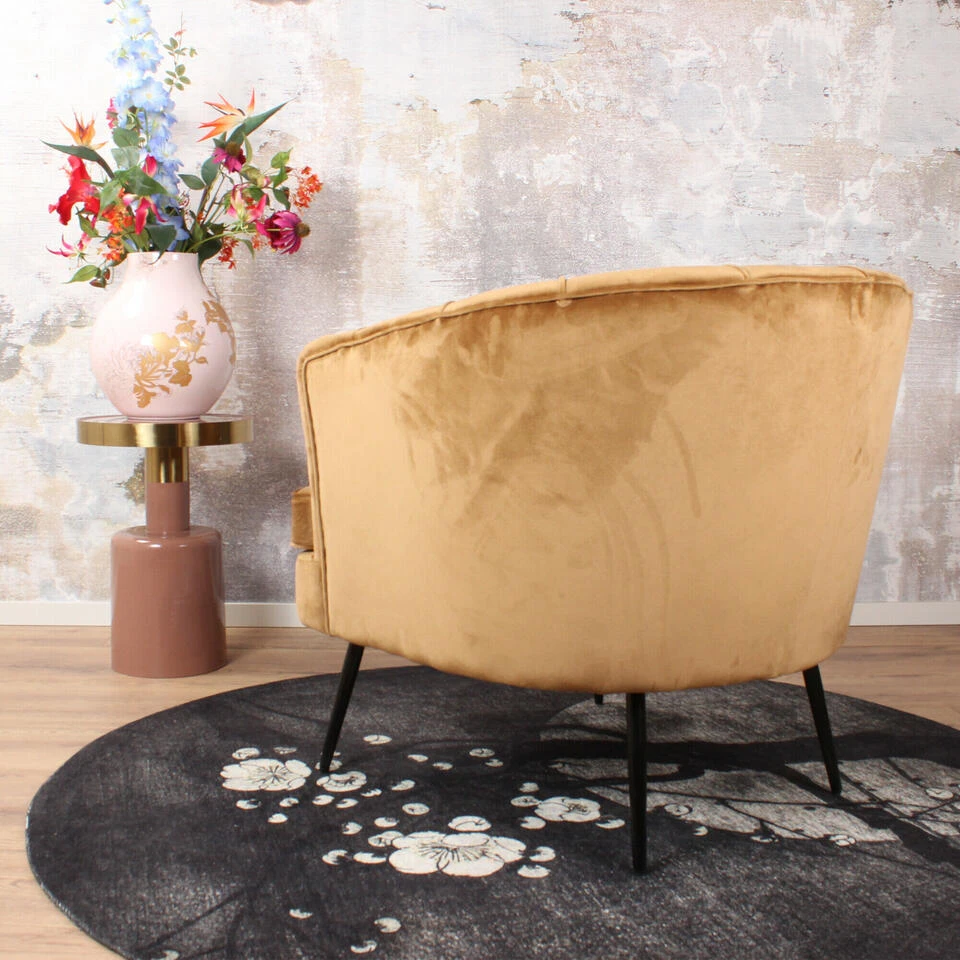 DS4U® Norah Fauteuil Velvet - Stof - Goudkleurig 4 DS4U® Norah Fauteuil Velvet - Stof - Goudkleurig - Afbeelding 4