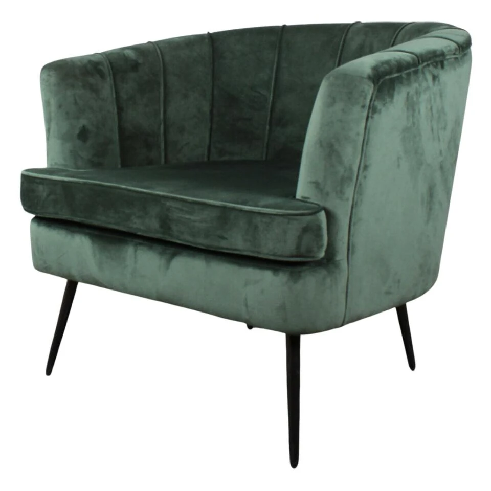 DS4U® Norah Fauteuil Velvet - Stof - Groen 1 DS4U® Norah Fauteuil Velvet - Stof - Groen