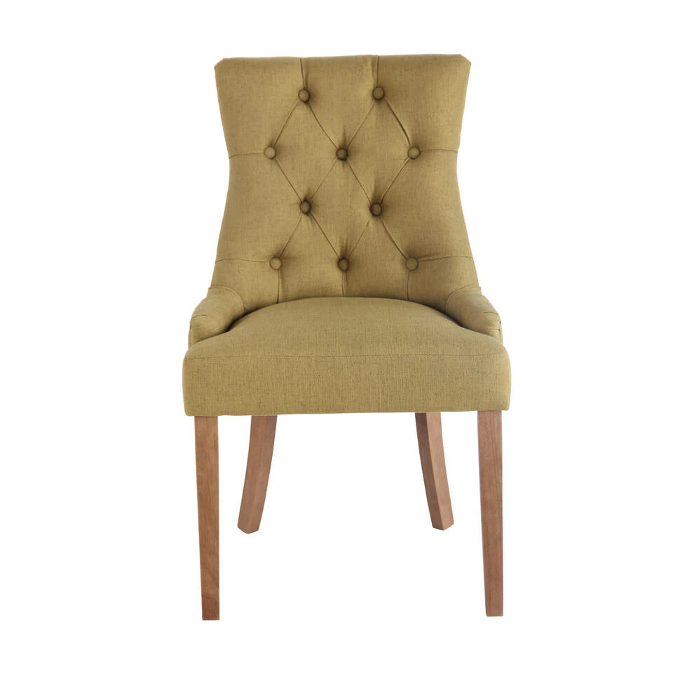 CLP Eetkamerstoel Aberdeen Licht Bruin Frame Stof Groen 2 CLP Eetkamerstoel Aberdeen Licht Bruin Frame Stof Groen - Afbeelding 2