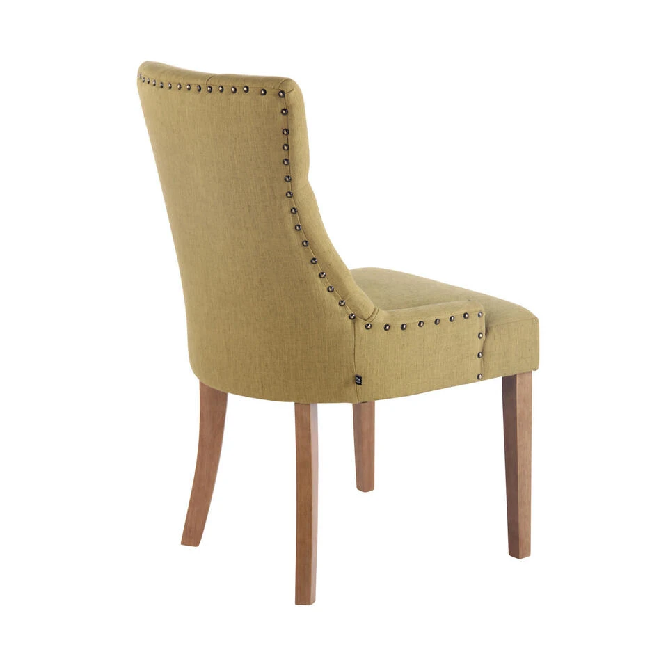 CLP Eetkamerstoel Aberdeen Licht Bruin Frame Stof Groen 4 CLP Eetkamerstoel Aberdeen Licht Bruin Frame Stof Groen - Afbeelding 4