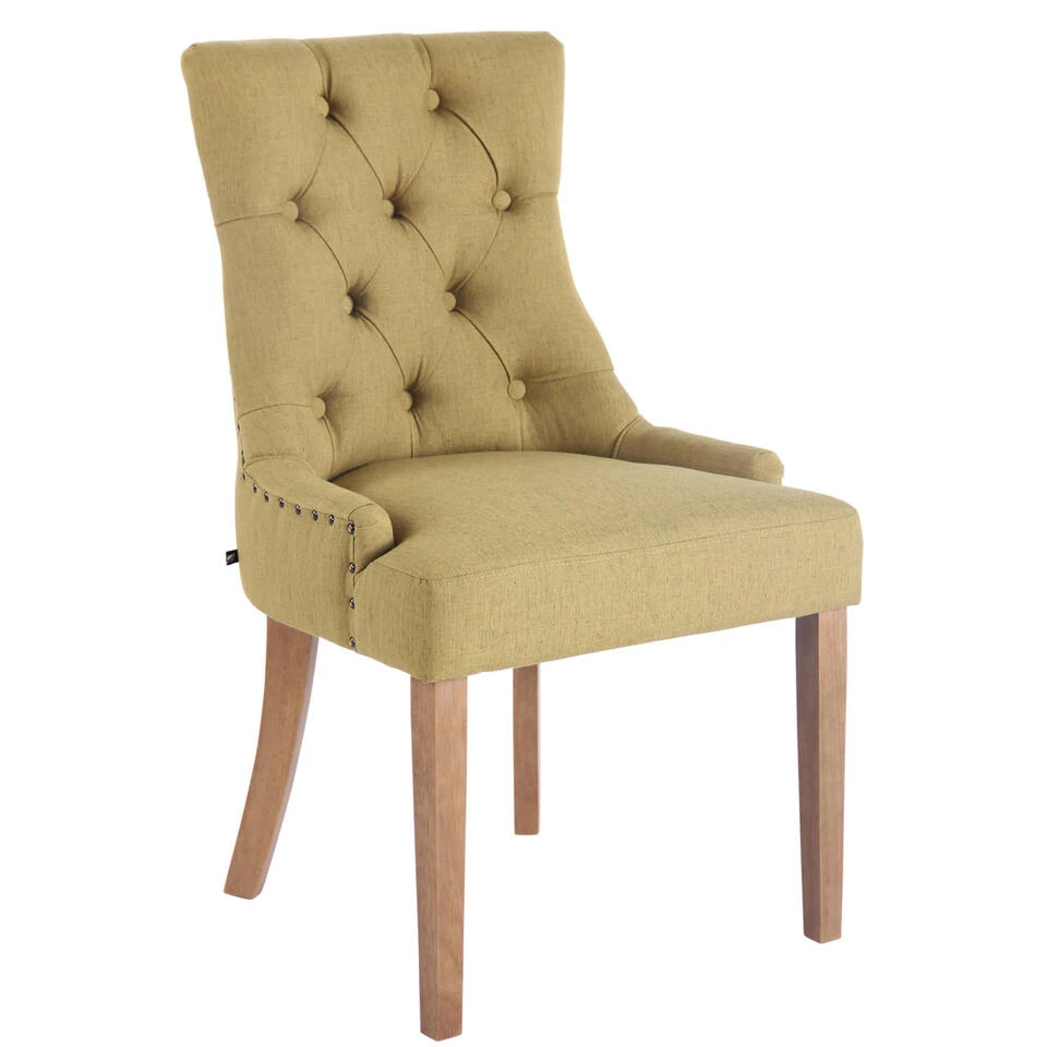 CLP Eetkamerstoel Aberdeen Licht Bruin Frame Stof Groen 1 CLP Eetkamerstoel Aberdeen Licht Bruin Frame Stof Groen