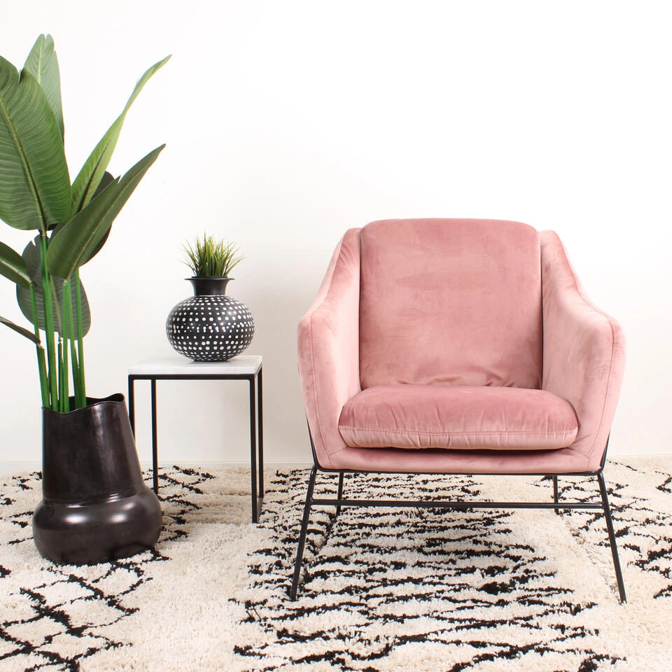 DS4U® Antonio Fauteuil Velvet - Stof - Roze 3 DS4U® Antonio Fauteuil Velvet - Stof - Roze - Afbeelding 3